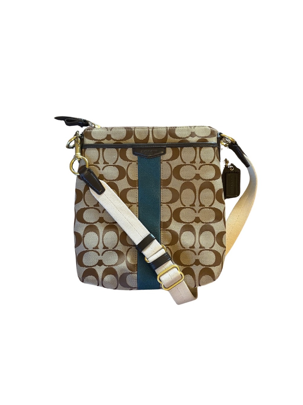 Coach Signature Jacquard Canvas Brown / Tan Crossbody Bag